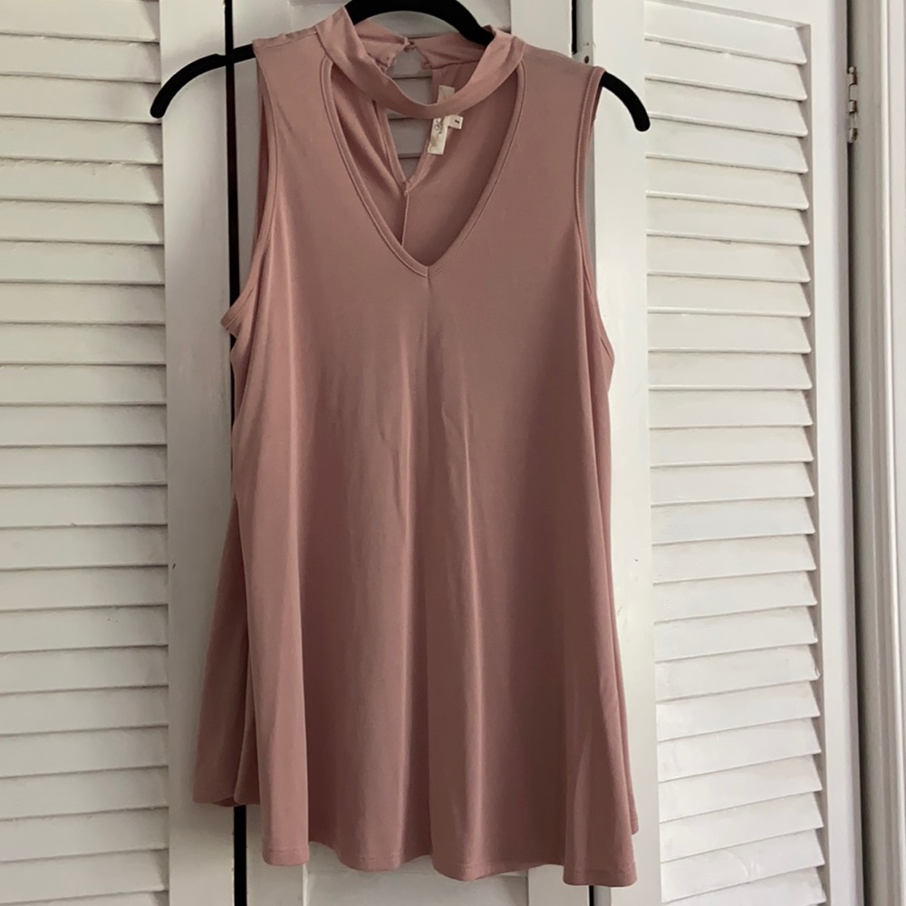 Blush chocker neck blouse